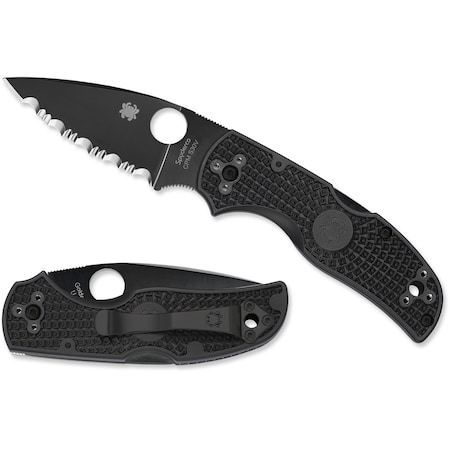 Spyderco 2024 Spyderco Native 5 Lightweight Black Black Blade Serrated SPY-C41SBBK5